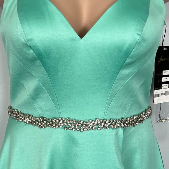 Johnathan Kayne Seafoam Green Formal Evening Gown 2013 Crystal Belt size 14 - Picture 6 of 12